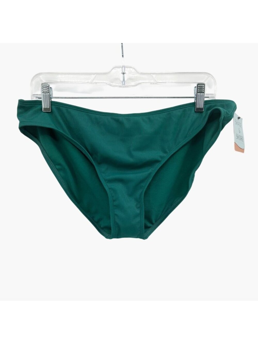 NEW Shade & Shore Ribbed Low-Rise Medium Coverage Hipster Bikini Bottom - Green